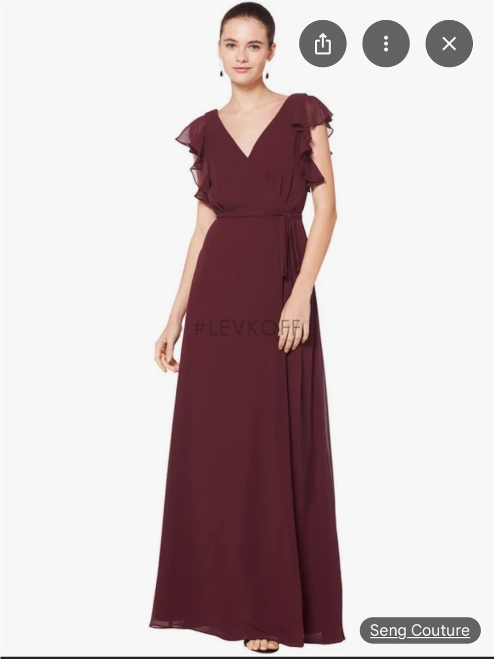 Levkoff V neck wrap gown